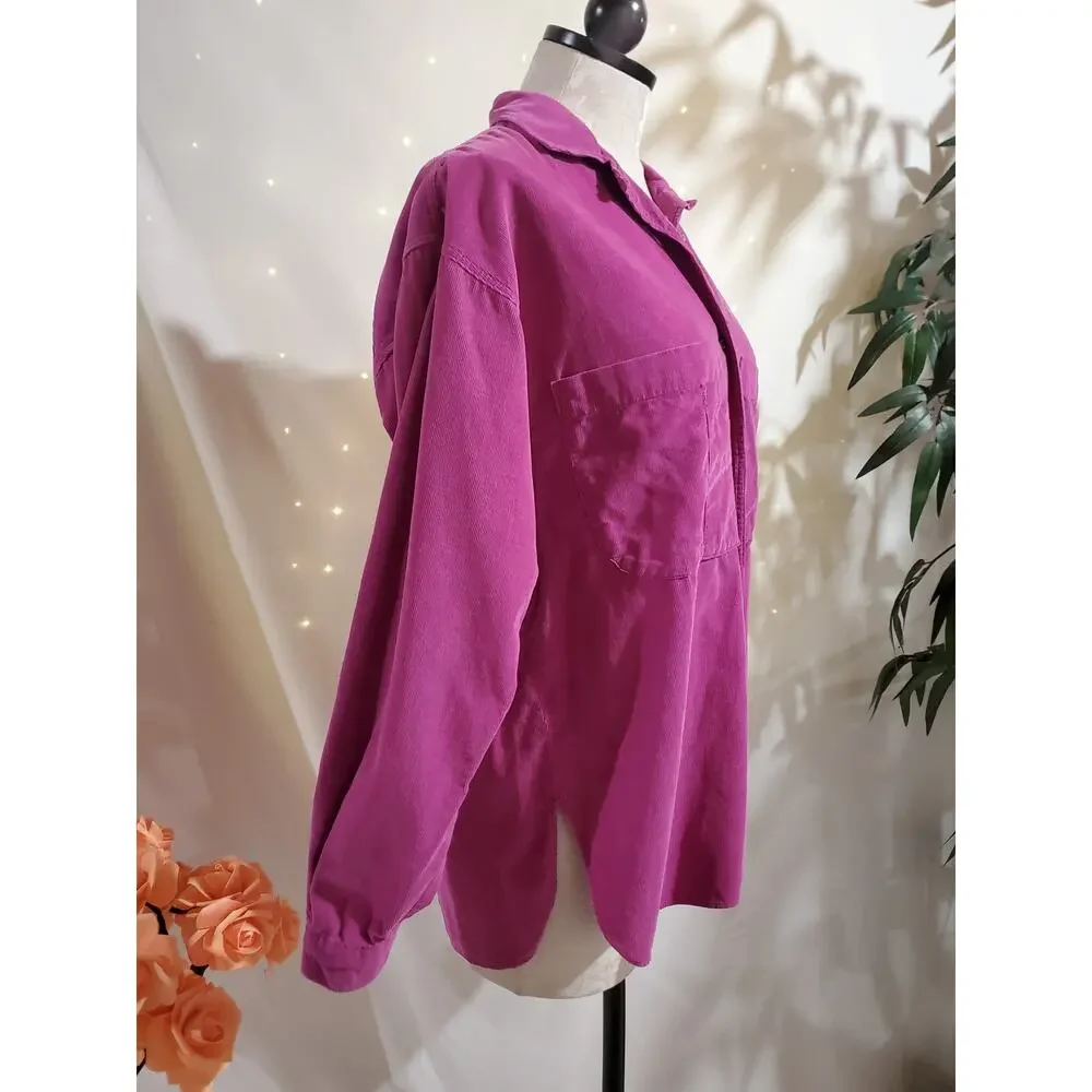 Vtg Patagonia Womens Fine Wale Corduroy Button Shirt Size M Utility Pockets Pink - Picture 2 of 10
